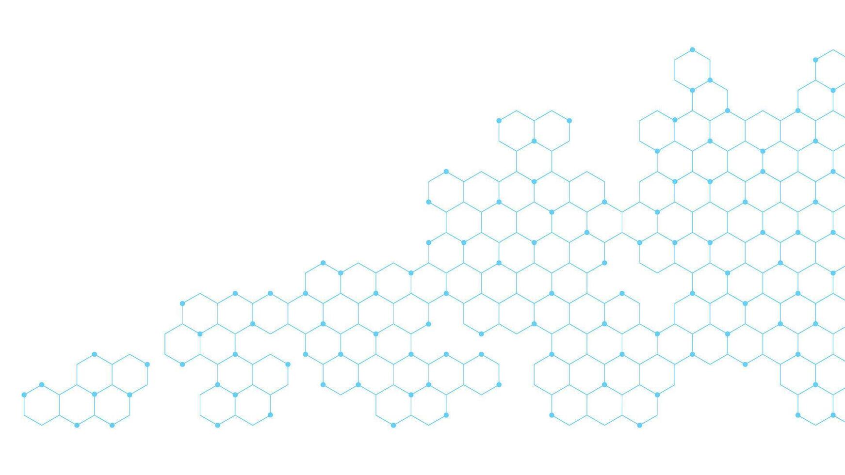 Futuristic Blue Hexagonal Grid Technology Background. Molecular Structure Background with Geometric Hexagon Pattern vector