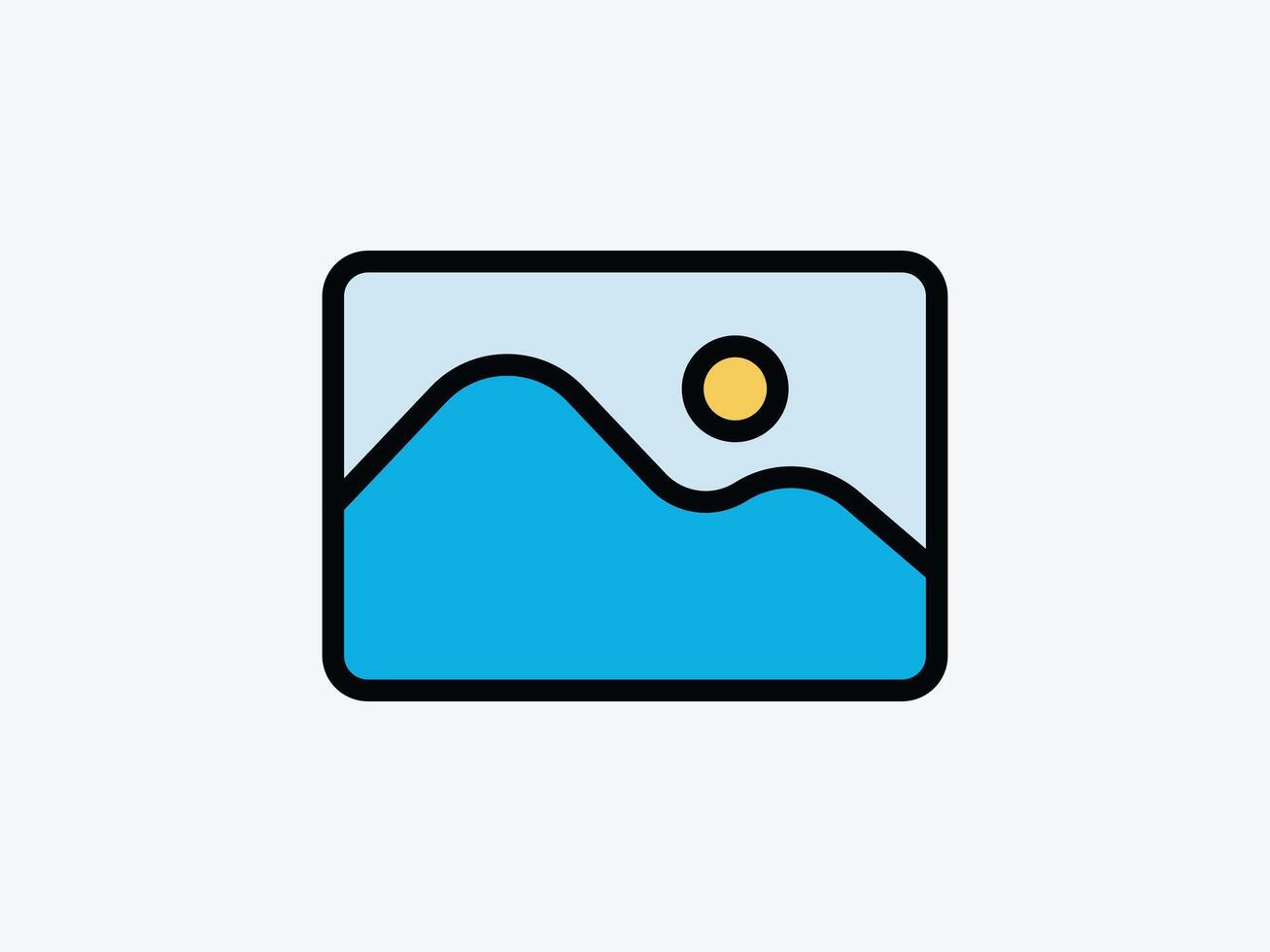 A vibrant icon of a picture frame with a landscape. Ideal for UI UX design, gallery apps, and digital photo storage concepts. The clean, colorful illustration makes it perfect for modern design vector
