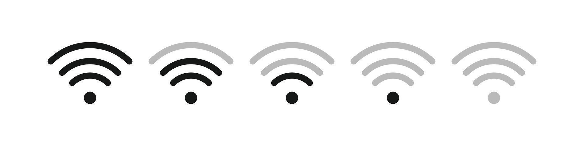 Set of WiFi signal strength icons. Illustration showing full to zero connectivity, perfect for UI UX design, websites, and mobile apps vector