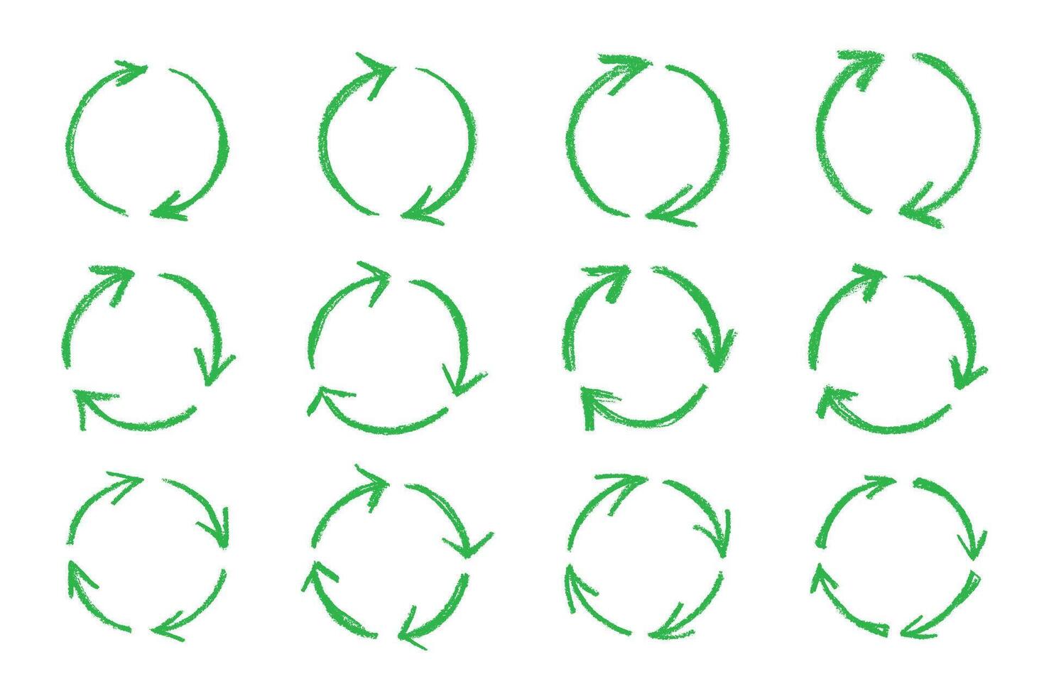 concept emblem Set of hand drawn recycle arrow icon Recycling resources symbol Reuse of materials, zero waste, green environment, saving the planet vector