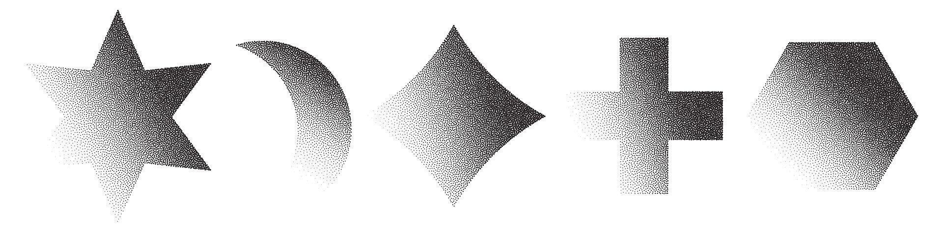 Geometric halftone shapes with dotted shading effect vector