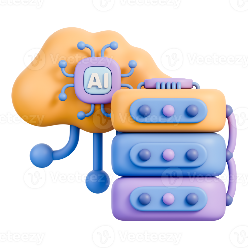 microchip e neural rede com servidores para seguro nuvem Informática 3d ilustração png