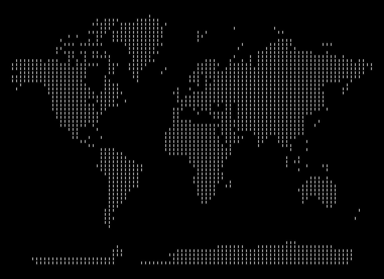 Rectangular vertical world map. Vertical rectangular shape word map with continents and countries in pixelated halftone. Abstract atlas background for world geography and globe design. vector