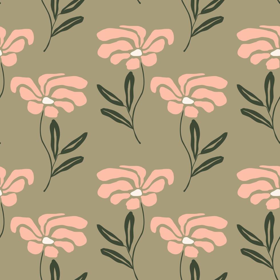 Flowers boho abstract pattern vector