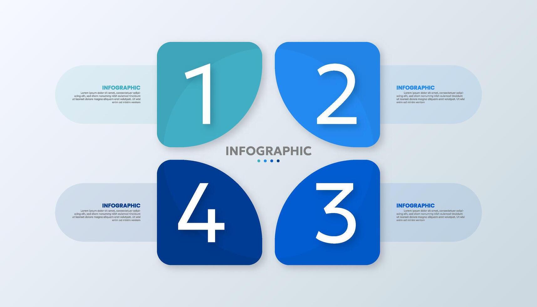 Square infographic with numbers indicating the steps of the process vector