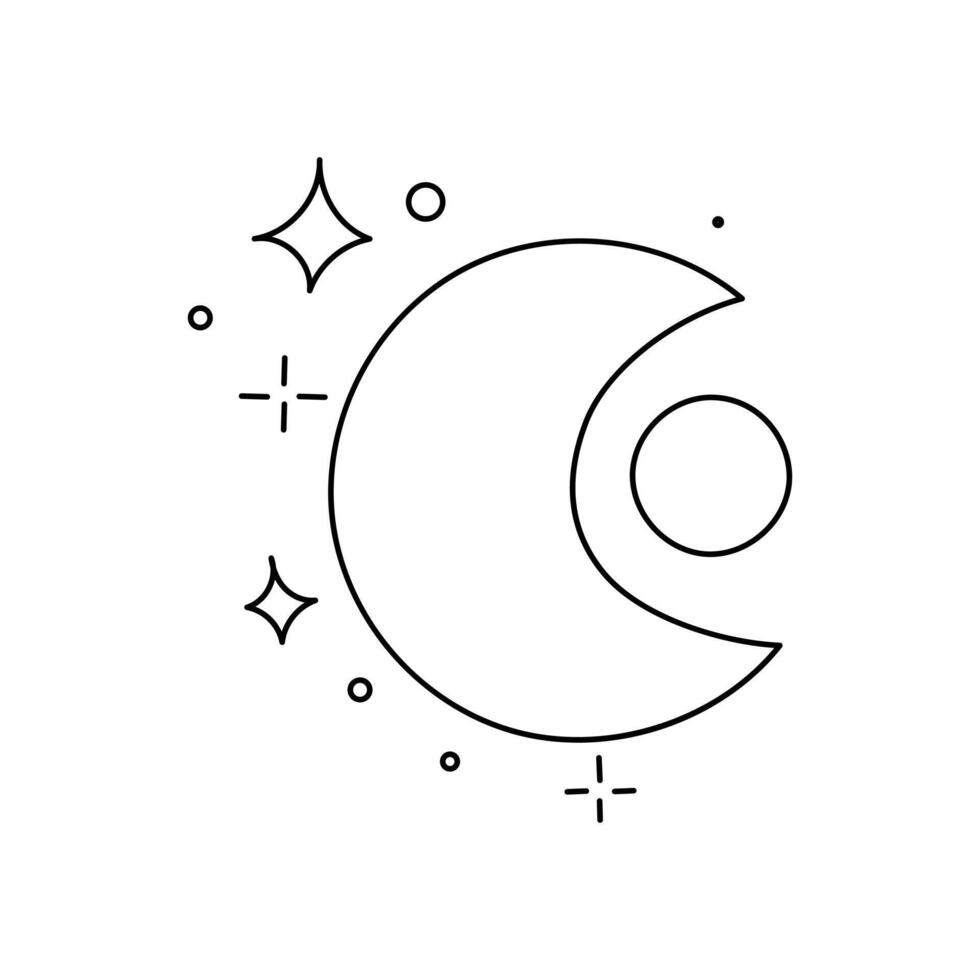 Bohemian linear logos, icons and symbols moon design templates, geometric abstract design elements for decoration. vector