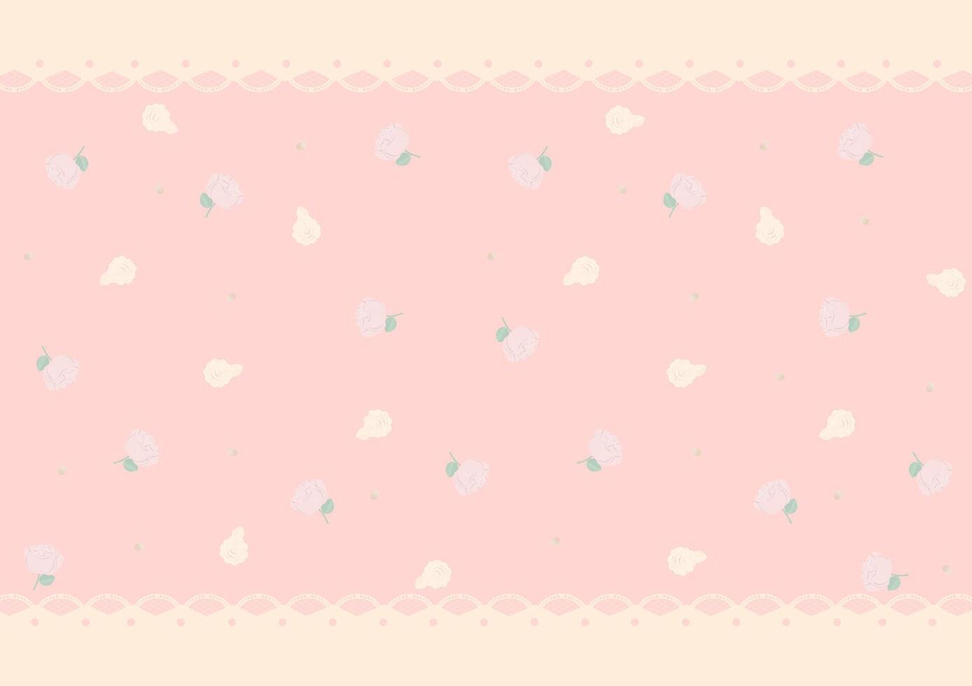 Roses pattern with lace frame background vector