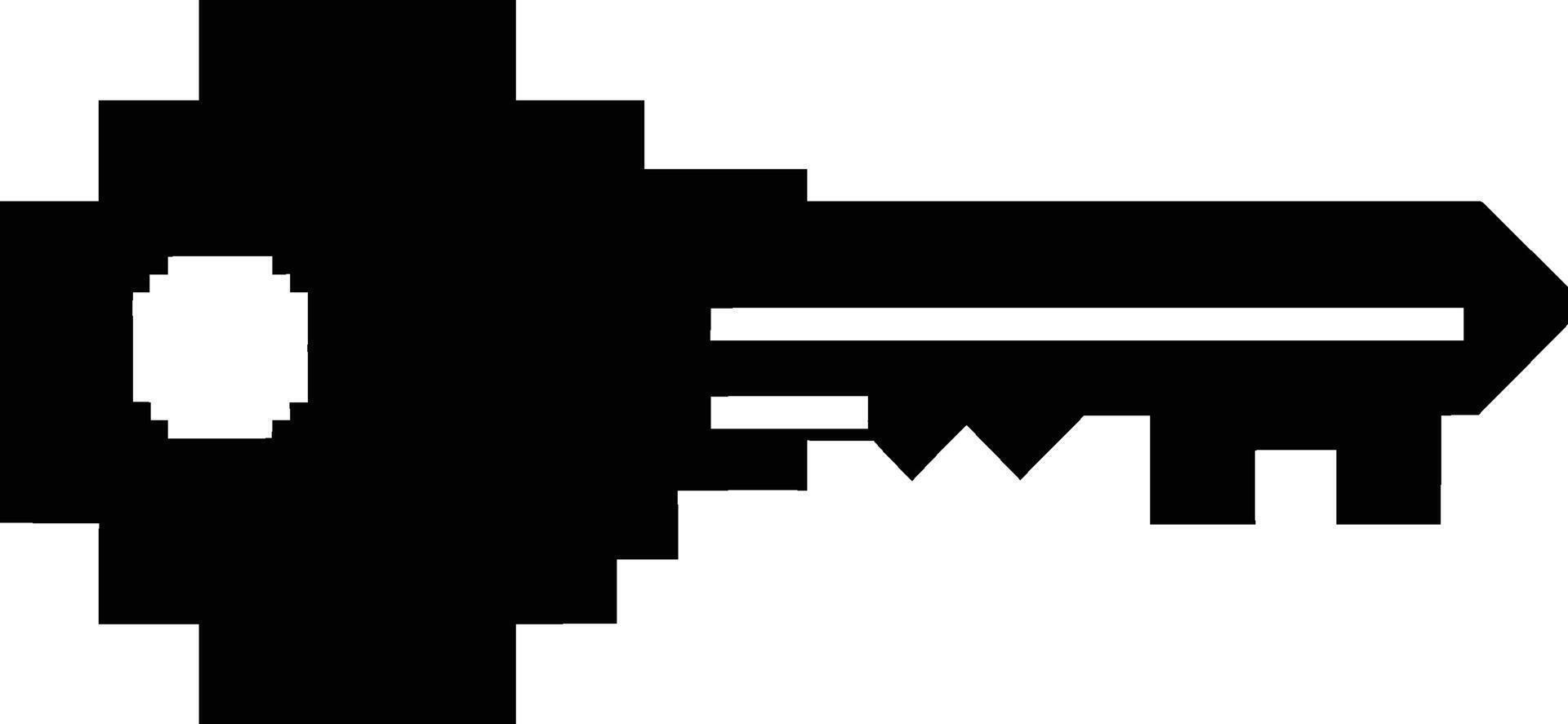 Pixelated key icon symbolizing security and access silhouette vector