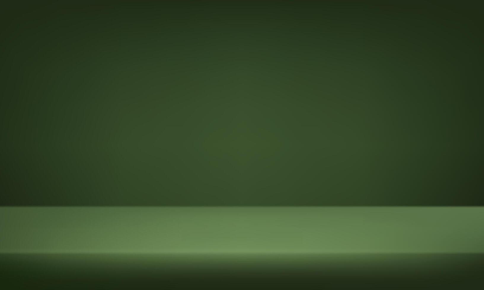 Empty Dark Green studio room background Space for selling products, backdrop, wallpaper, background, text. Empty Room Studio with table. vector