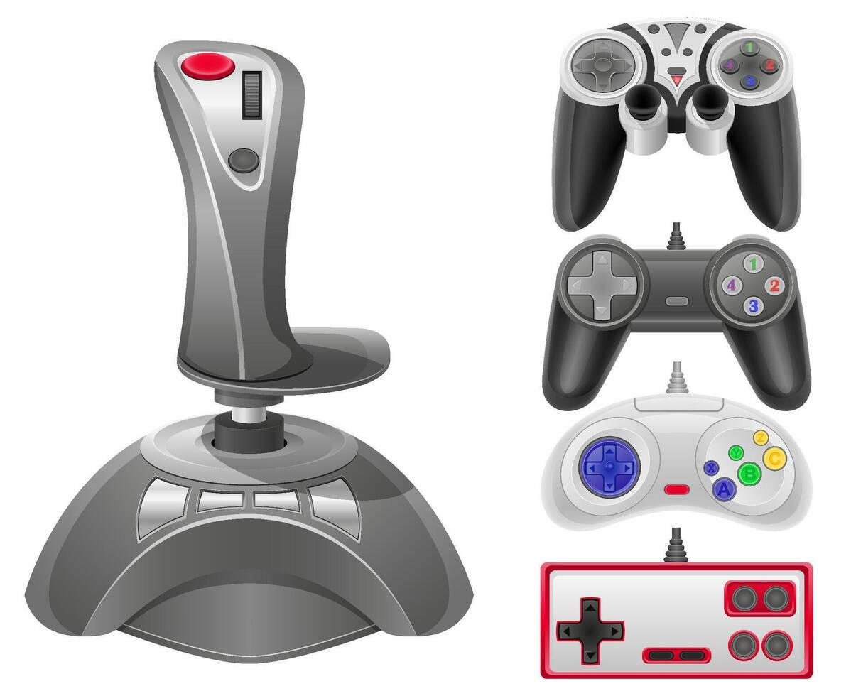 Collection of video game controllers vector