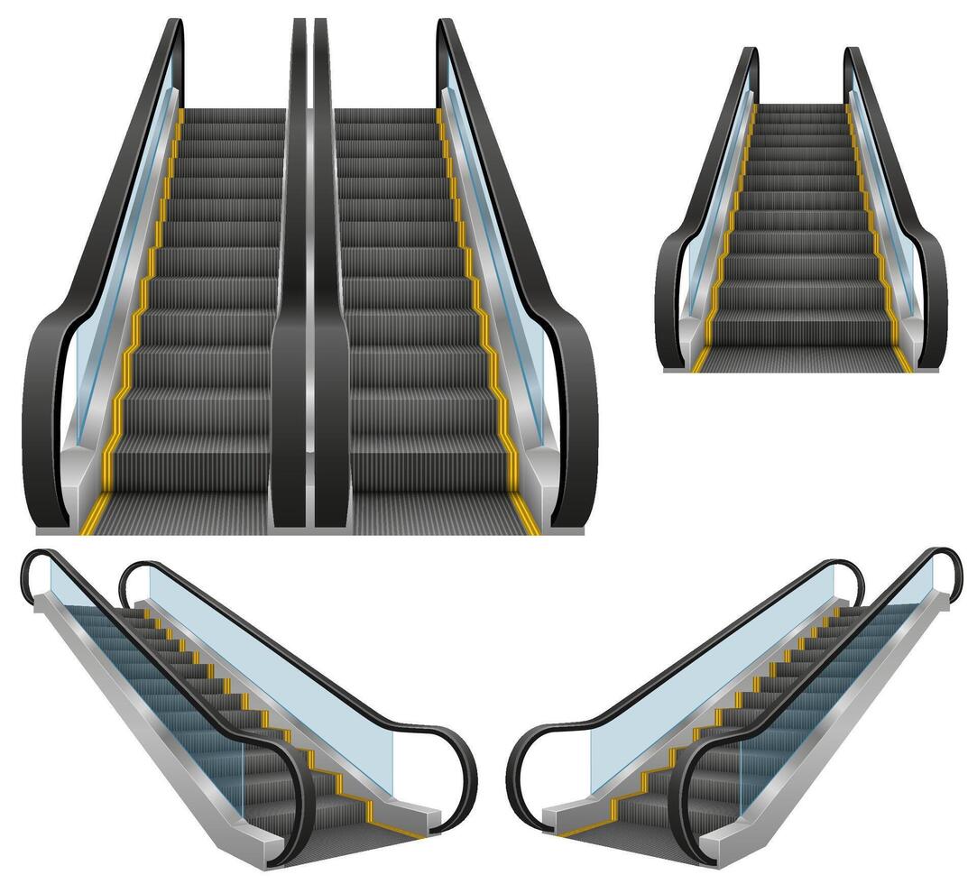 multiple angles of escalators vector