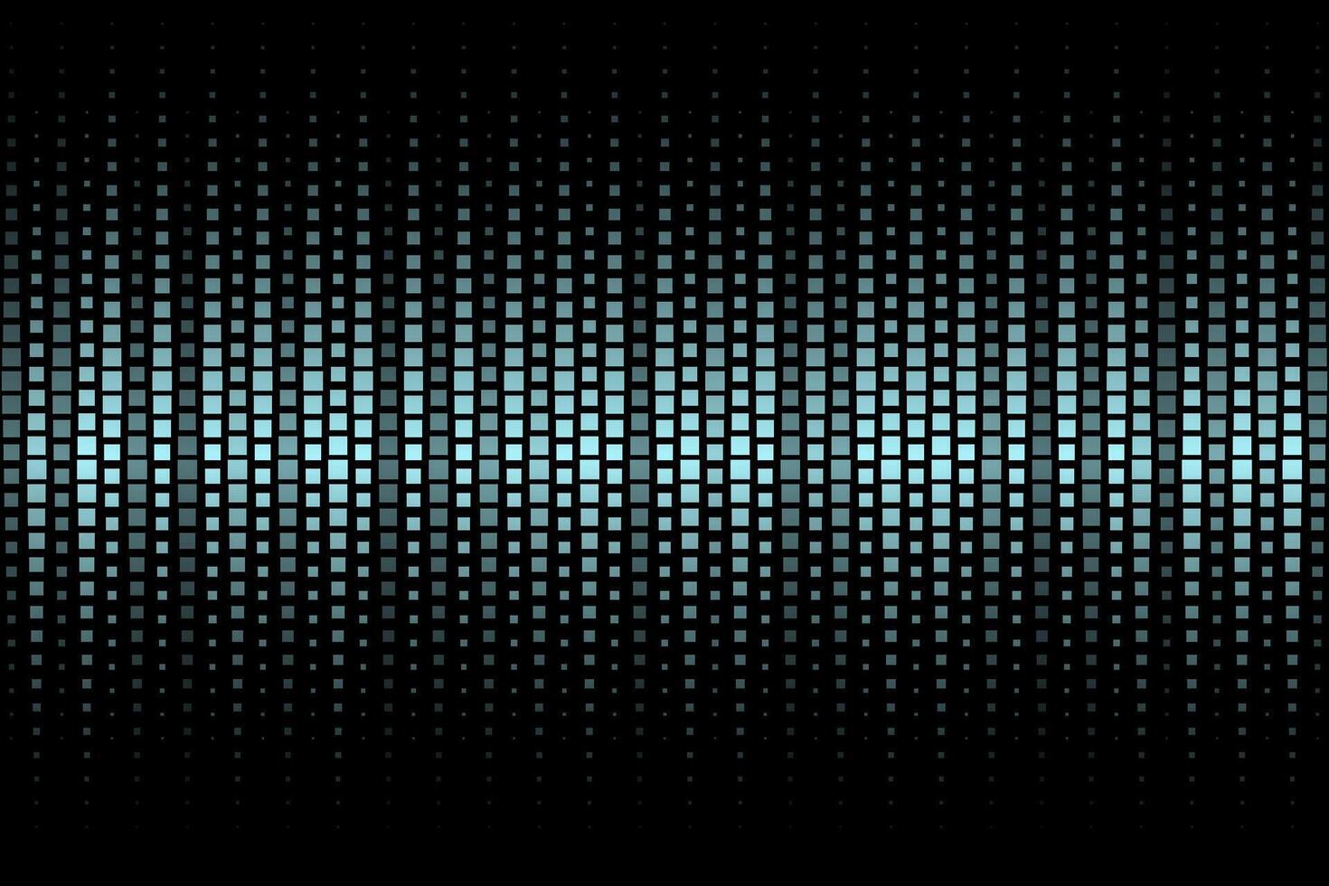 Pattern of halftone square pixels. Blue gradient on a black background. Grid with a gradient bg. illustration of abstract bg with geometric square elements grid. Texture overlay. vector