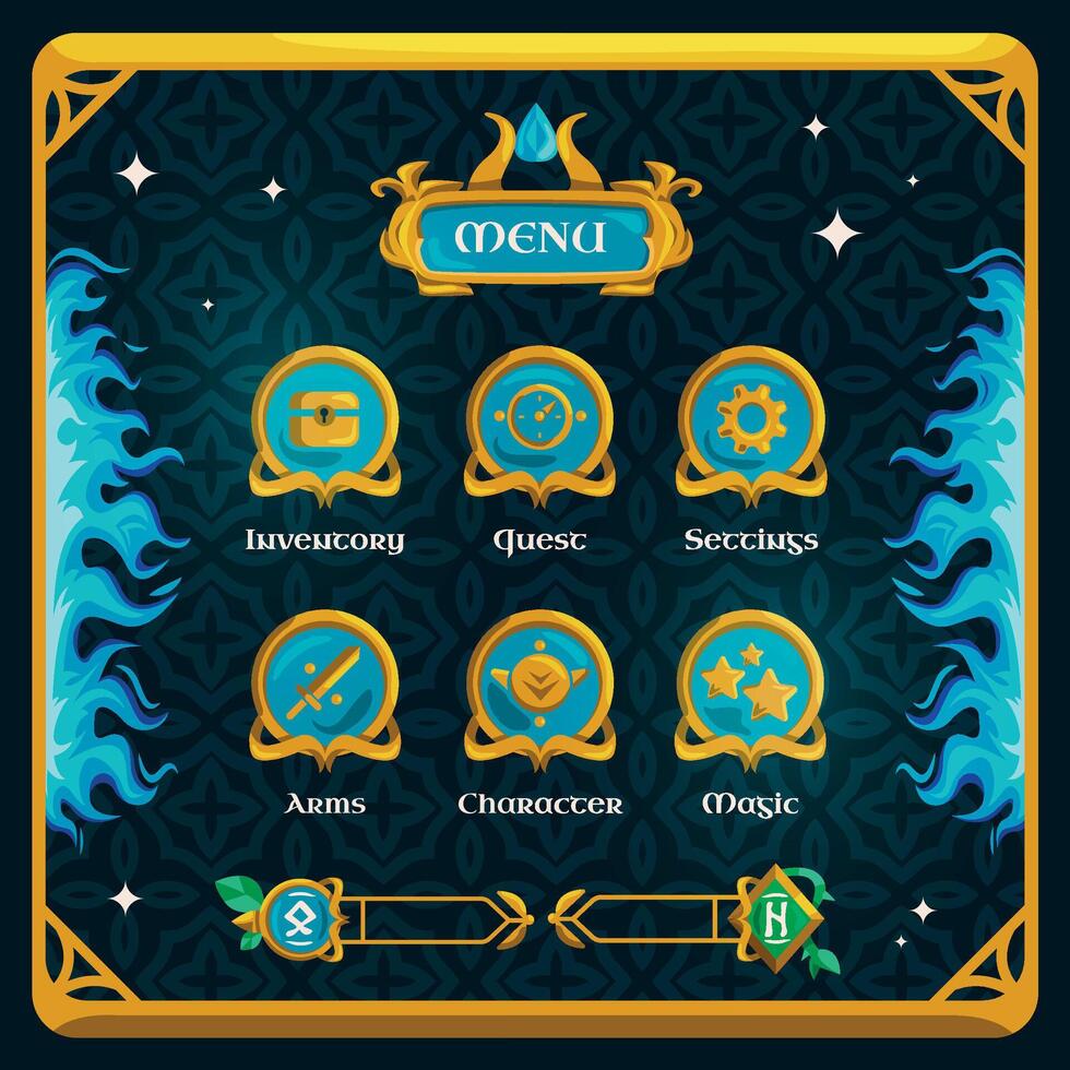 Fantasy game menu interface design vector