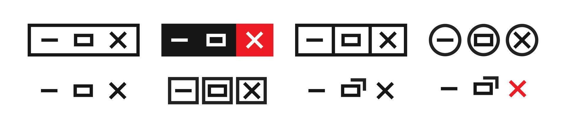 Browser web button. Minimize maximize and close web button. Close window icon. vector