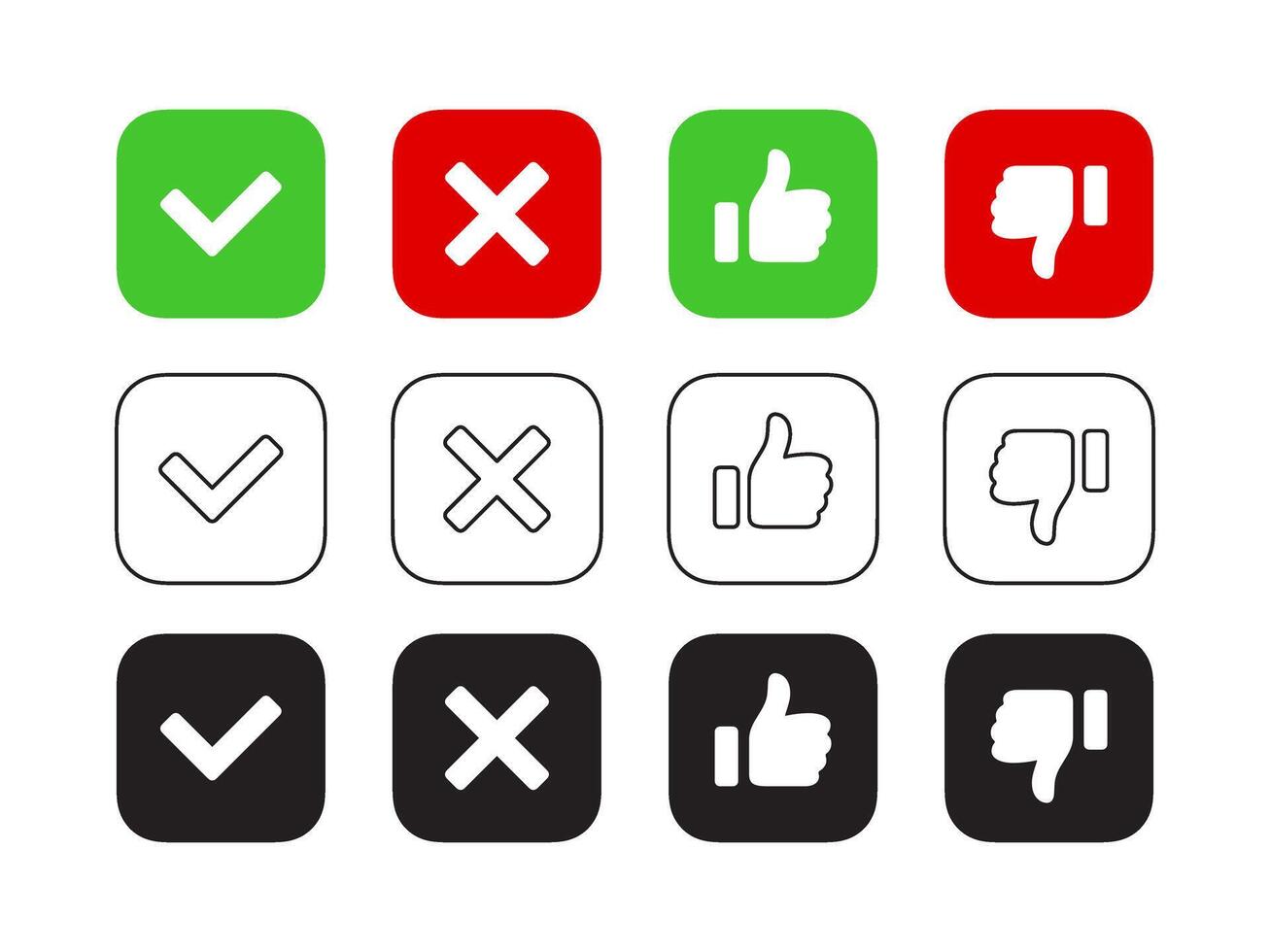 Check marks like and dislike icons vector