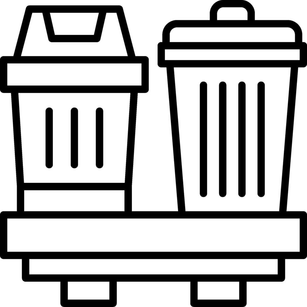 Trash Can Linear Element Icon Garbage Waste Bin vector