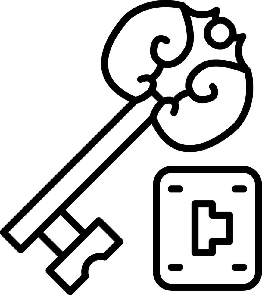 Door Key Hole Access Linear Element Icon Entry Lock Open vector