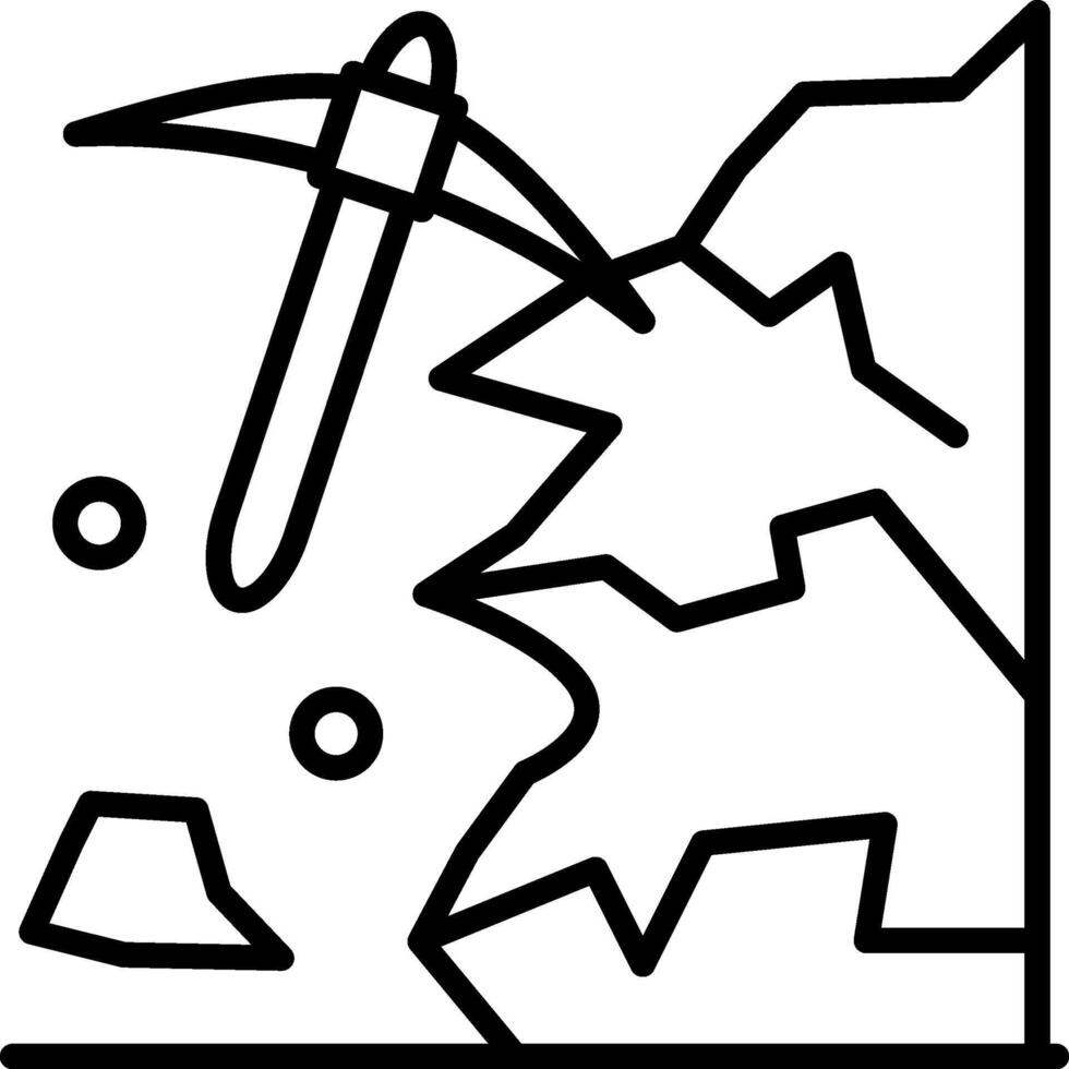Pickaxe Mining Linear Element Icon Tool Dig Earth vector