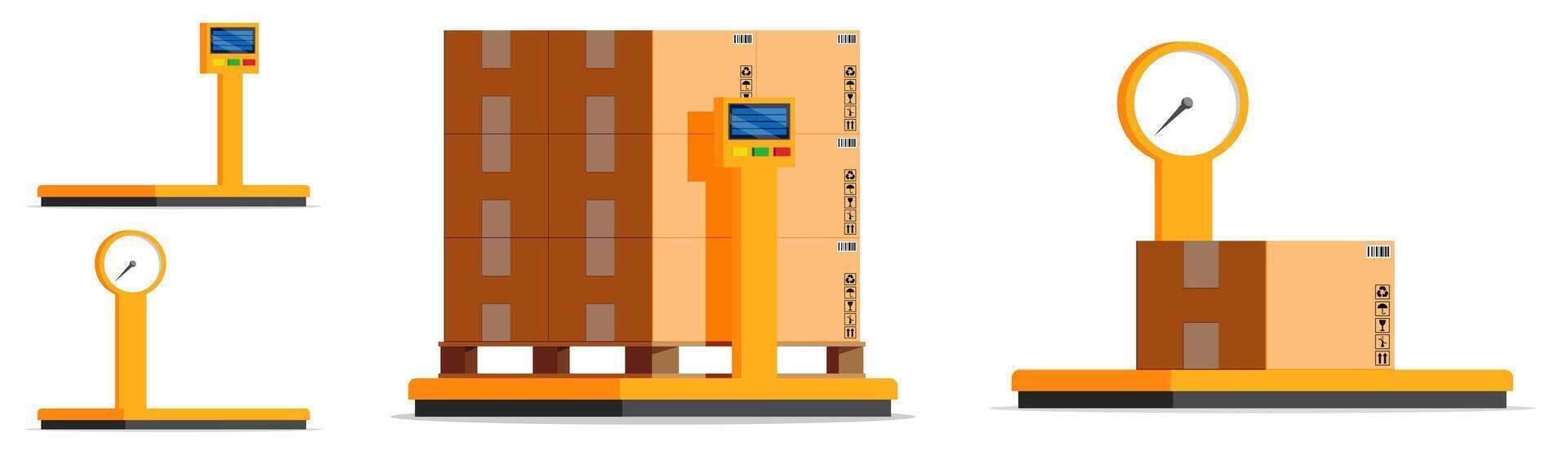 Warehouse scale collection with boxes vector