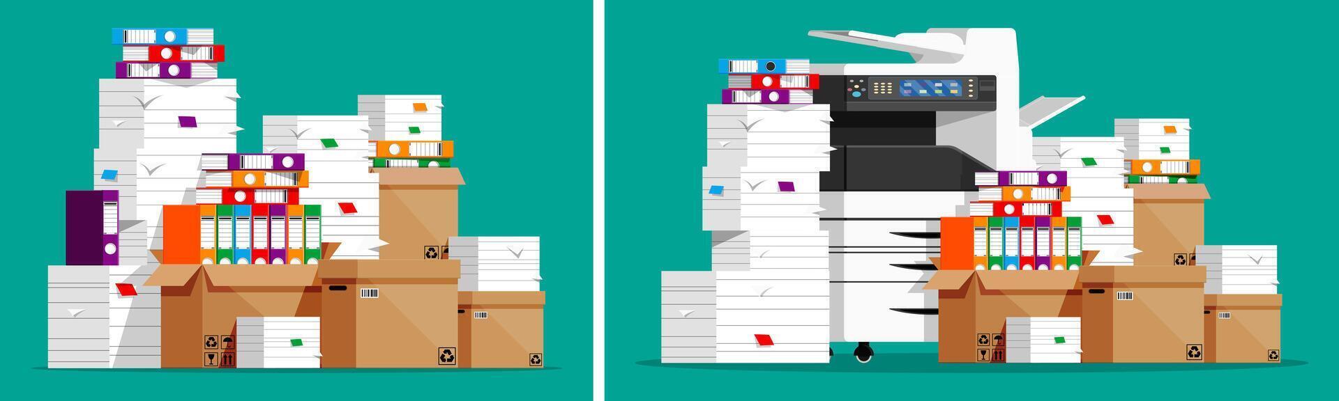 Office work with paper document. vector