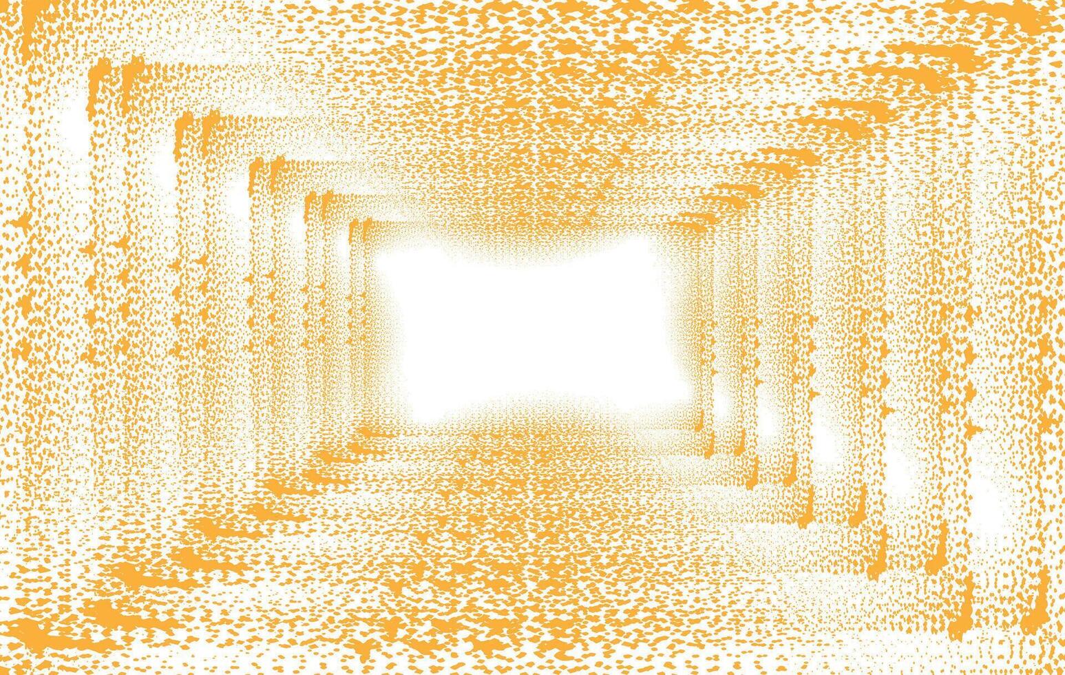 Abstract yellow halftone tunnel background with dotted perspective vector
