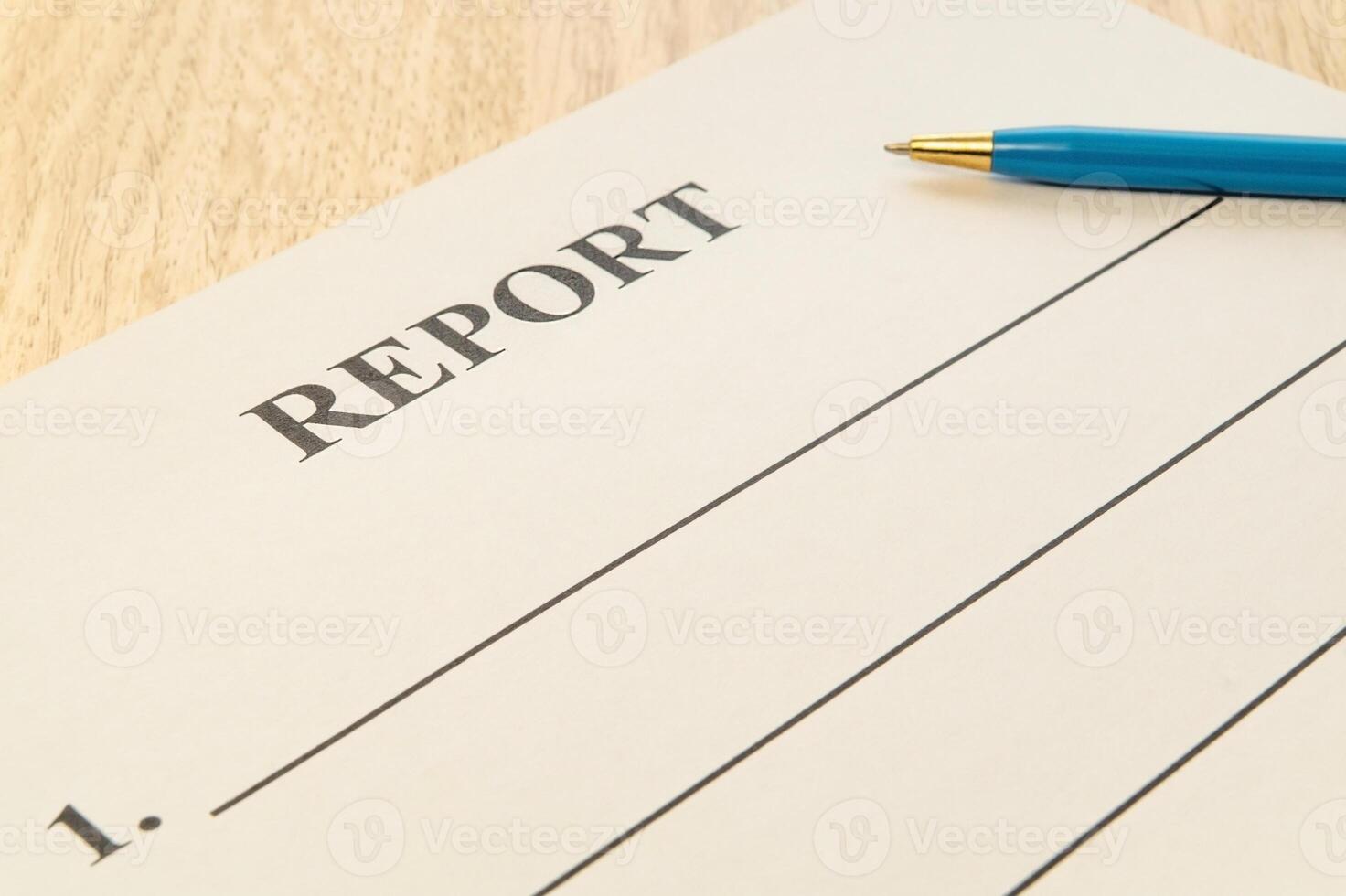 We are preparing a report - a form to fill in on a rustic table. photo