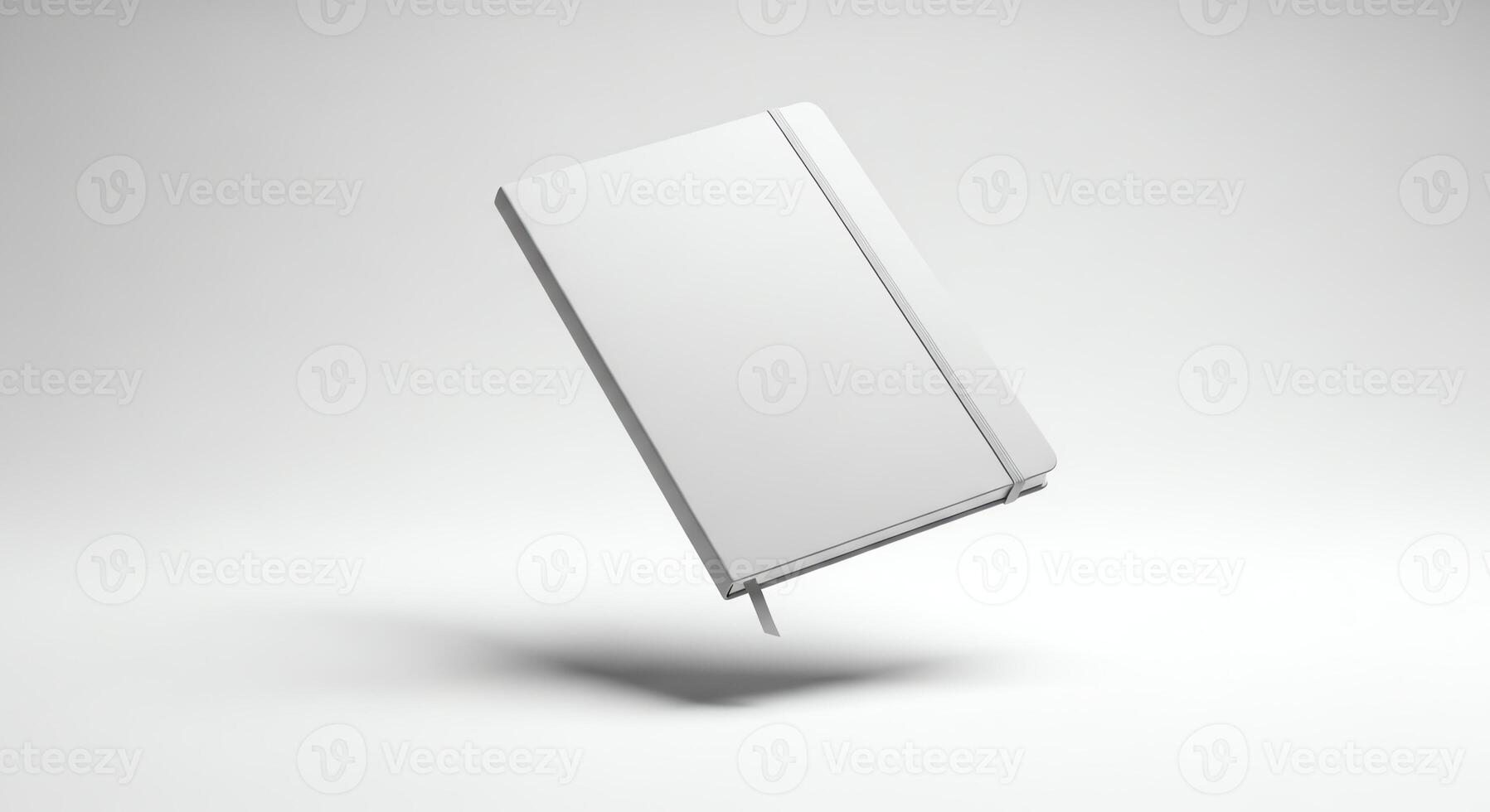 Minimalist White Notebook Floating in Soft Light with Subtle Shadow photo