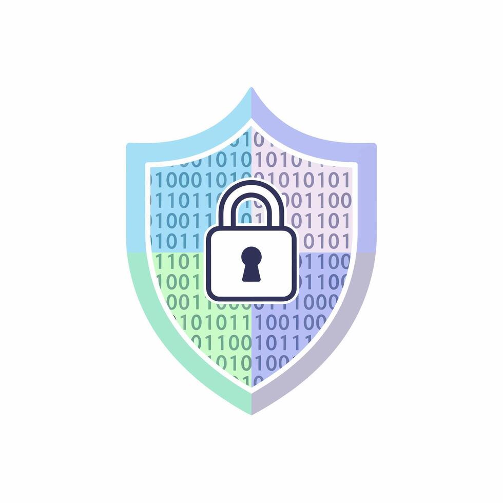 Digital Security Shield with Binary Code. vector