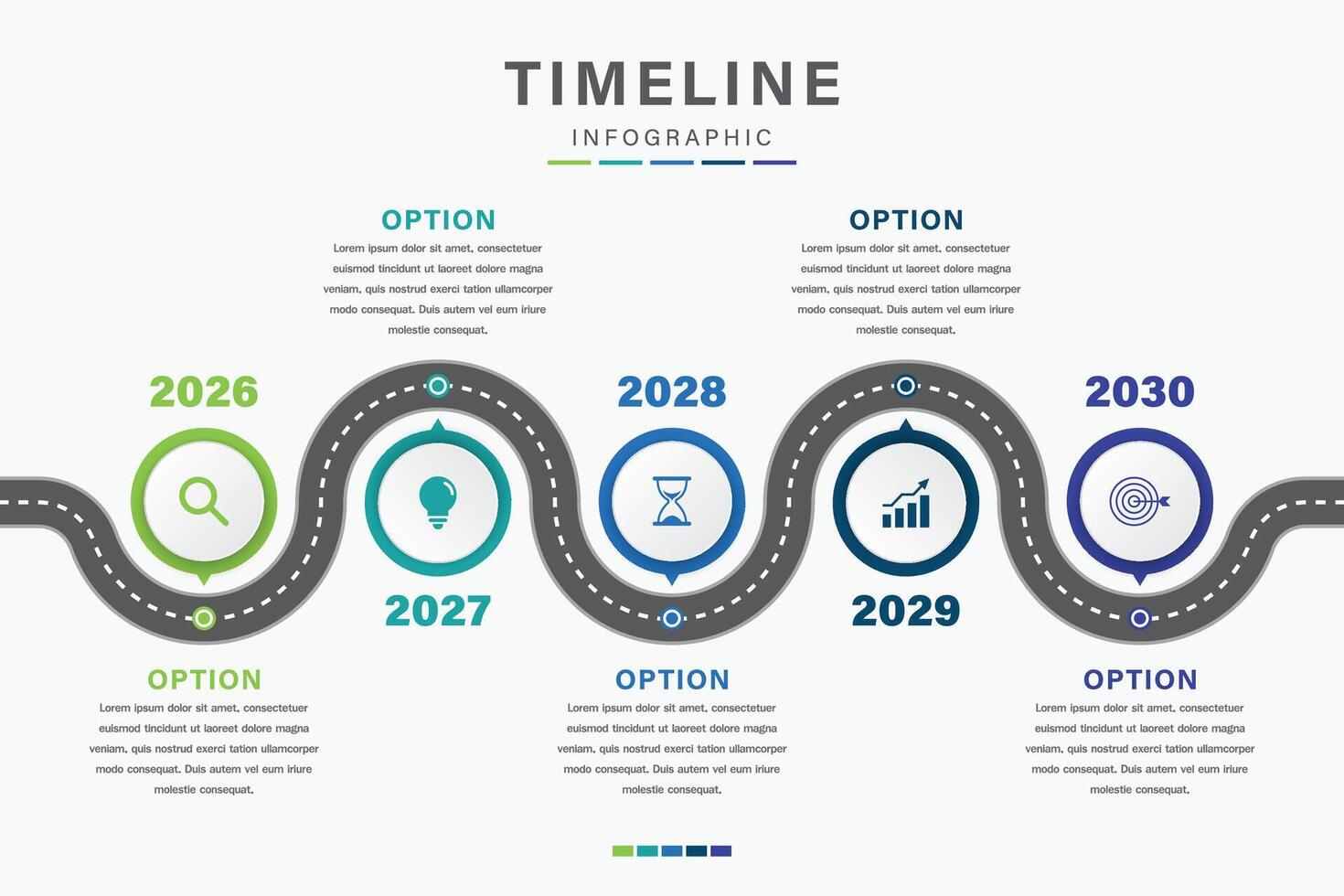 Timeline Infographic Roadmap 5 Steps with Yearly Icons from 2026 to 2030 vector