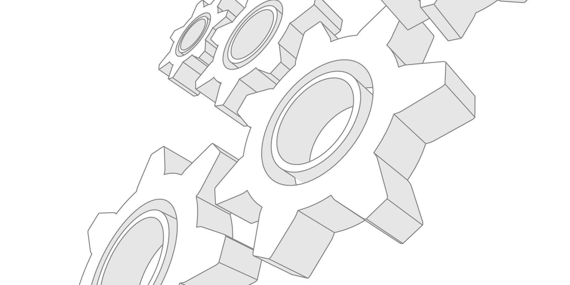 Technical drawing of gears .Mechanical Engineering . vector