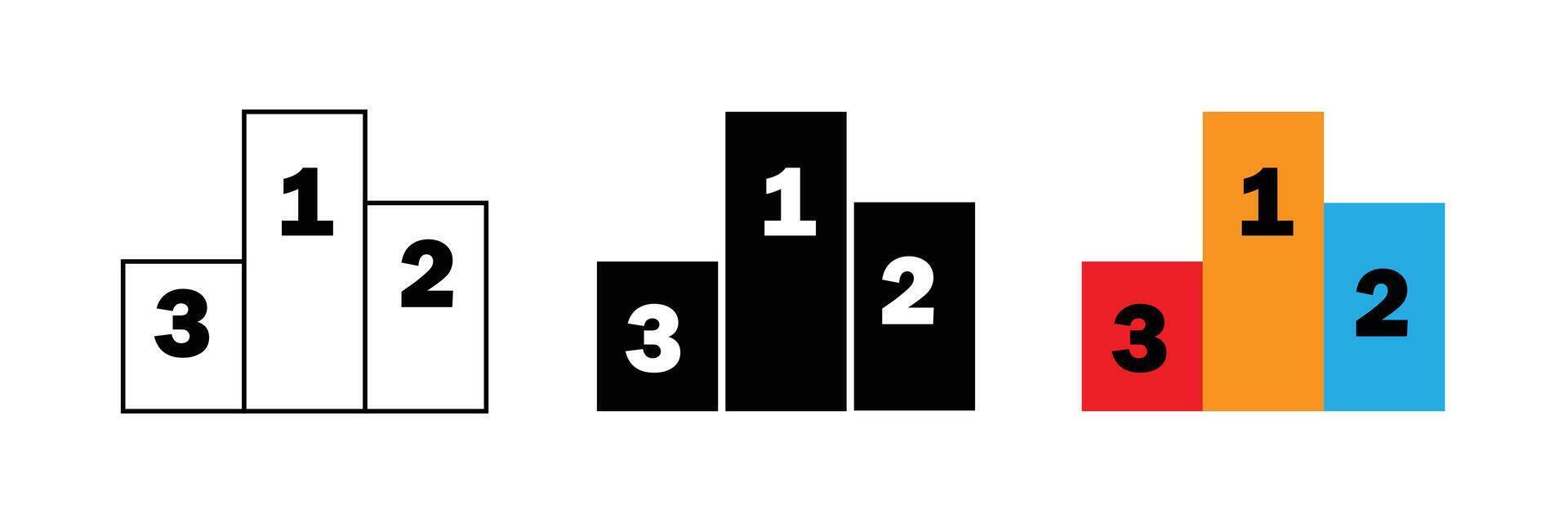Podium for winners isolated on white background with numbers in different styles vector