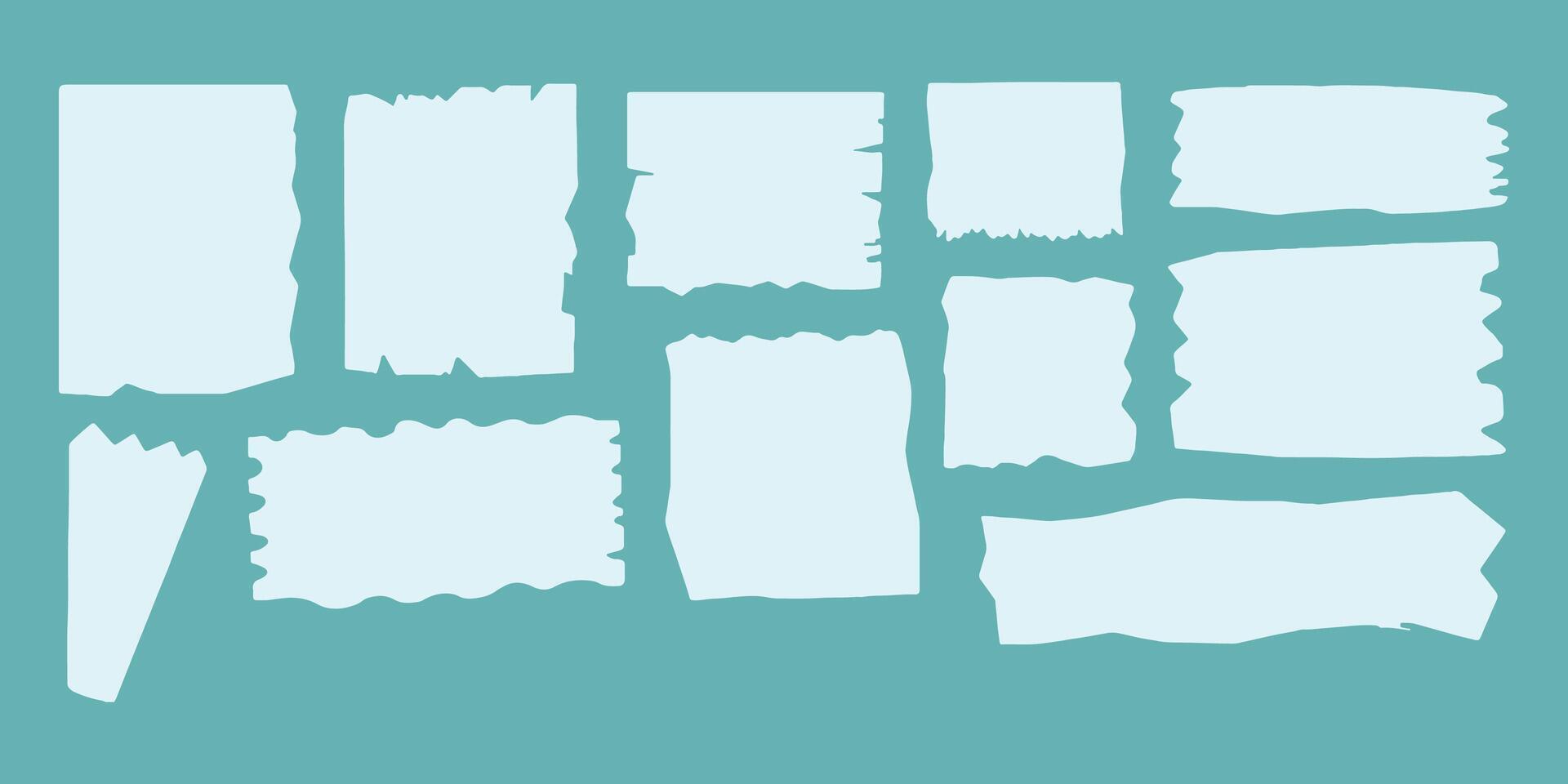 Collection of paper scraps with torn edges on a blue background vector