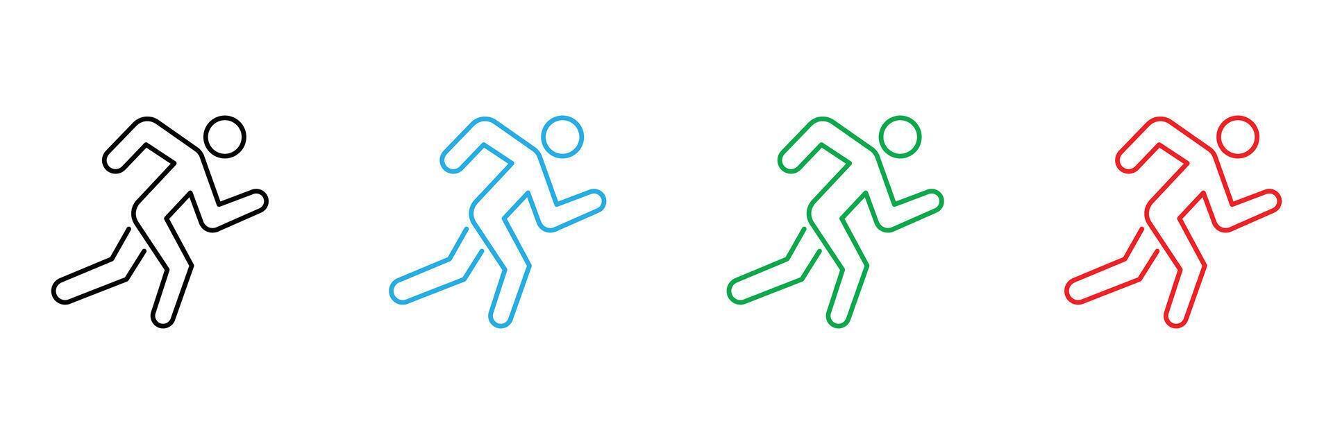 Running man isolated on white background in outline with different colors vector