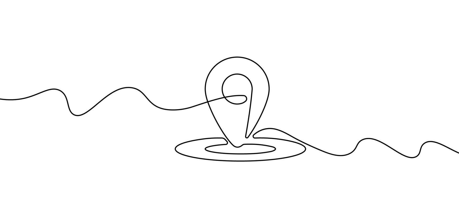 One Line Art Location Pin - Minimalist Continuous Line Drawing for Map, Navigation, and Travel Concept vector