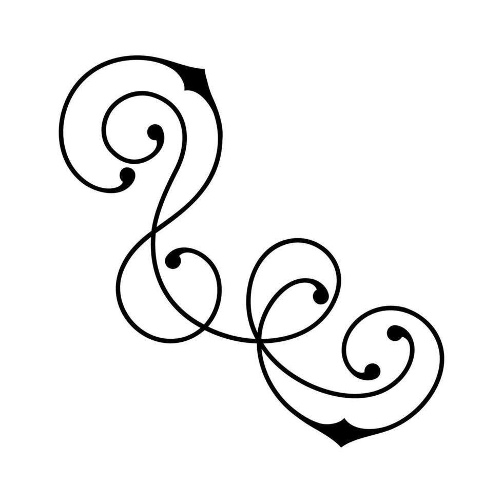 Line curl element retro. Modern decorative linear vignette. vector