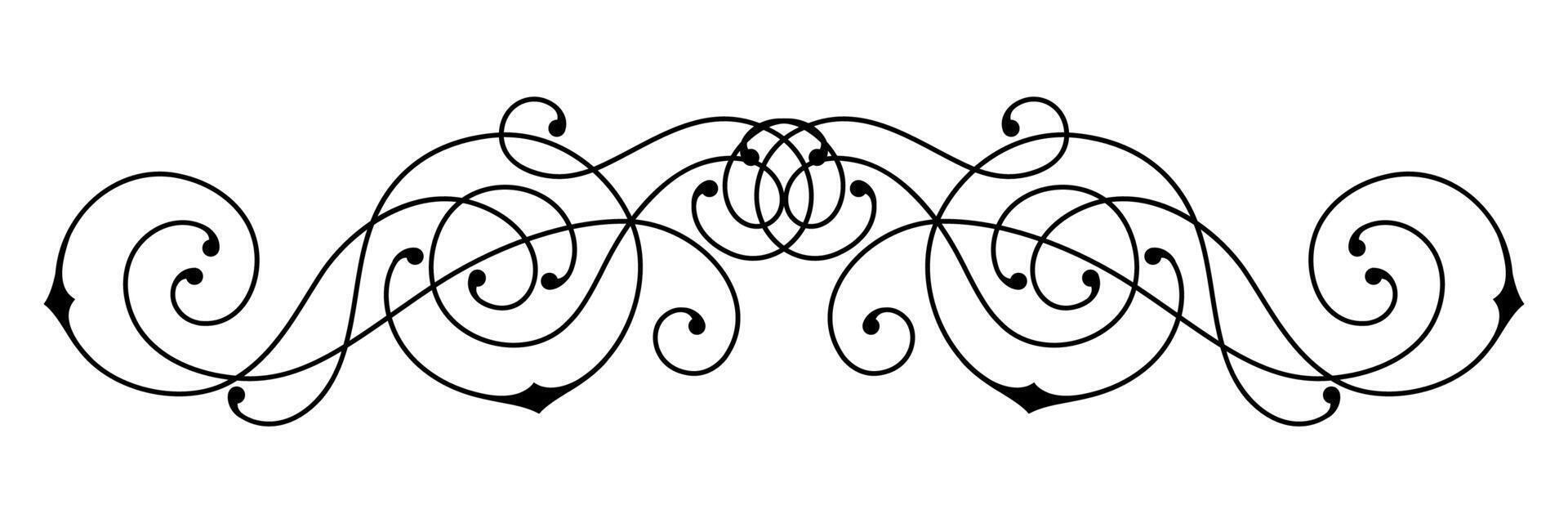 Line curl retro element. Modern decorative linear divider. vector