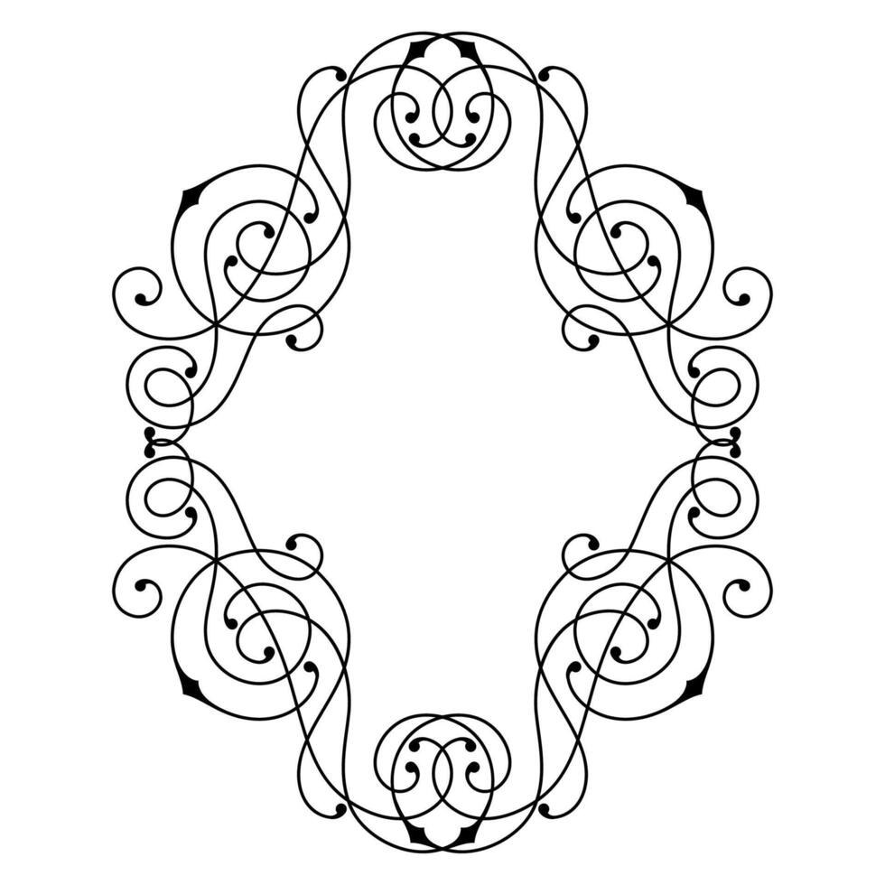 Line vintage retro curl frame. Modern decorative linear background. vector