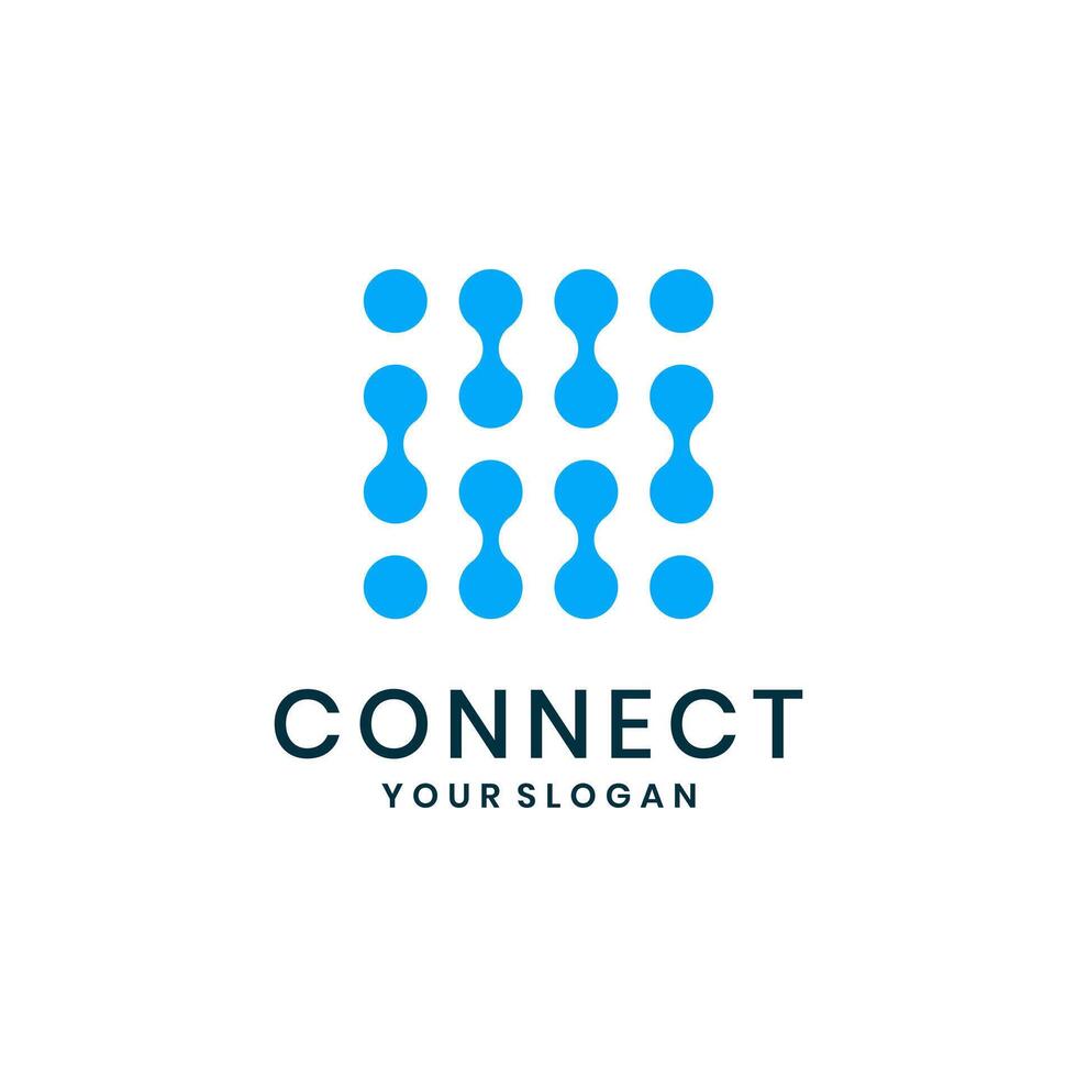 Modern blue connection logo with abstract linked dots vector