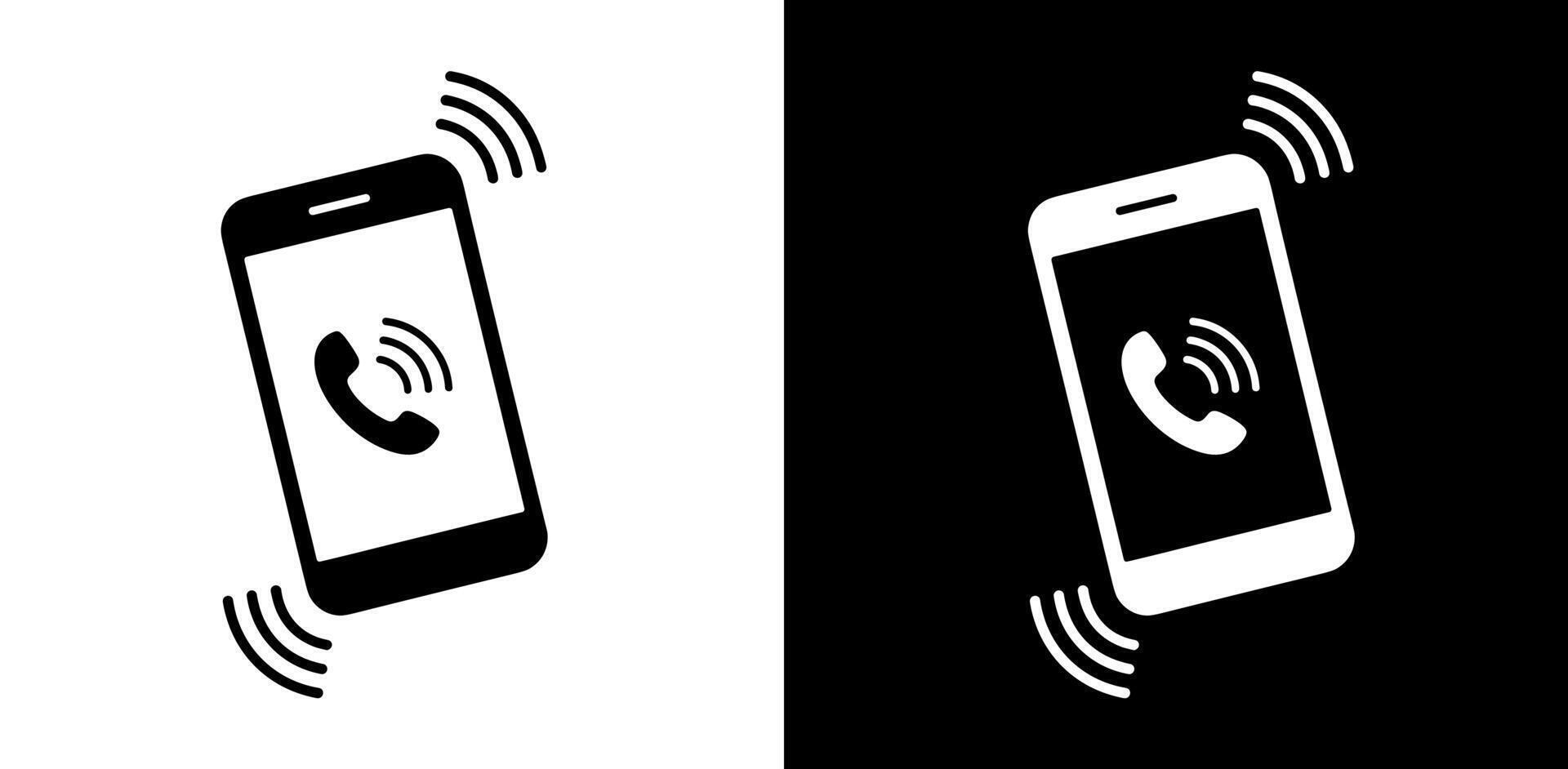 Simple graphic of an icon of a phone on its screen with sound waves coming out vector