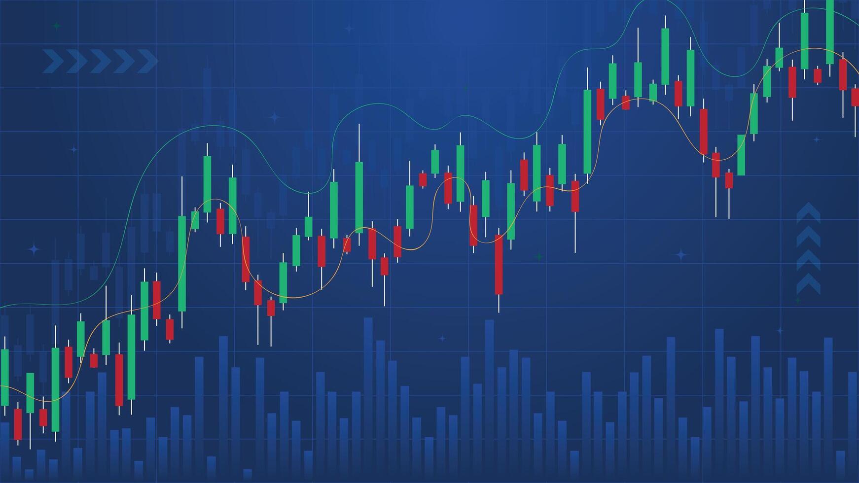 Stock market trading background with candlestick chart, price movement, and data analysis, ideal for finance, forex, cryptocurrency, and investment related concepts vector
