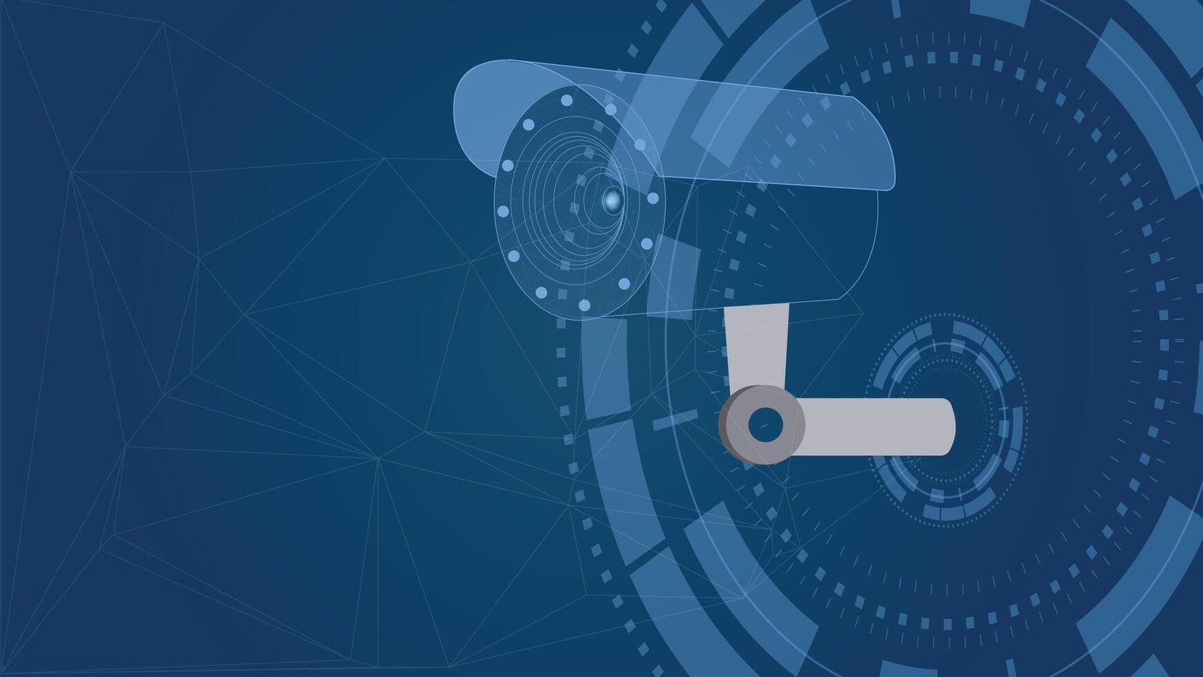 Modern security background with digital surveillance camera and abstract cyber technology elements, ideal for safety, monitoring, protection, and futuristic technology concepts vector