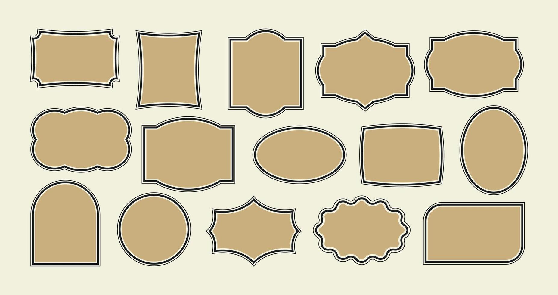 Set of decorative frames in different shapes. Vintage design elements collection vector