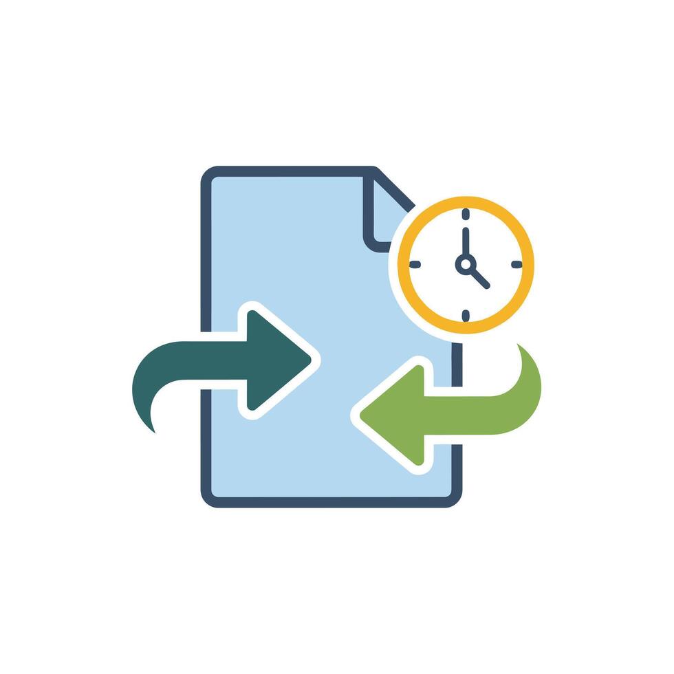 Minimalist file document share icon with clock overlay asynchronous work icons vector