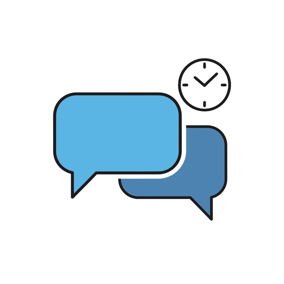 Minimal Asynchronous Work Icons of Chat Bubbles with Clock Overlay vector
