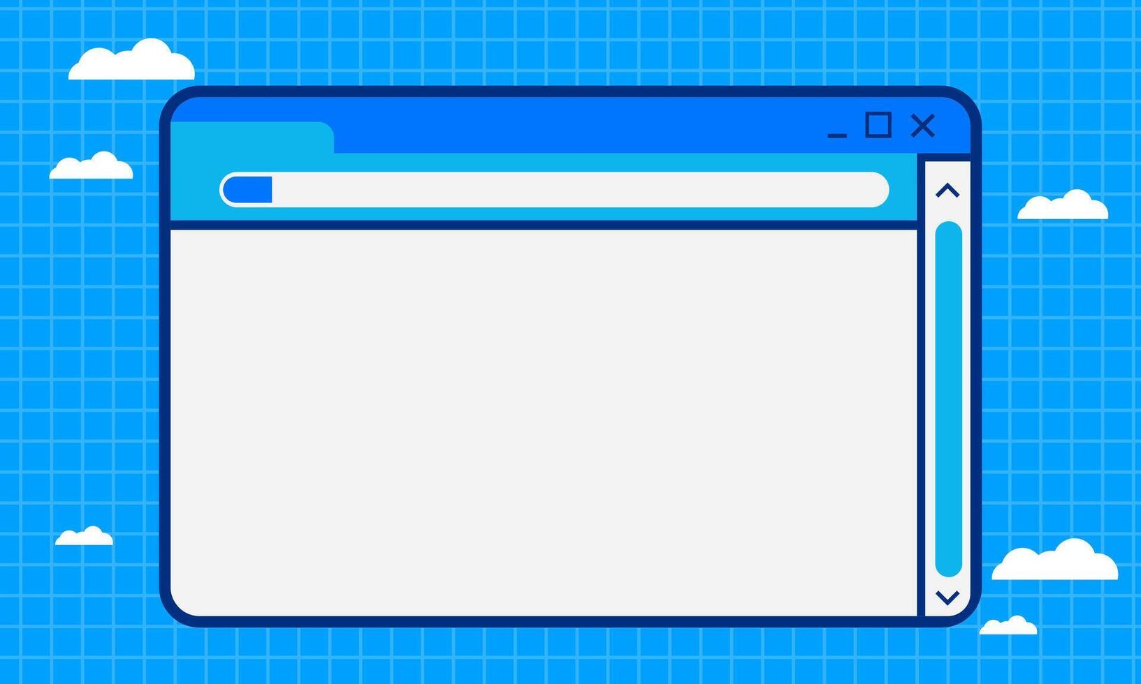 Flat Design Web Browser Window Mockup Template on a Blue Cloudy Background vector