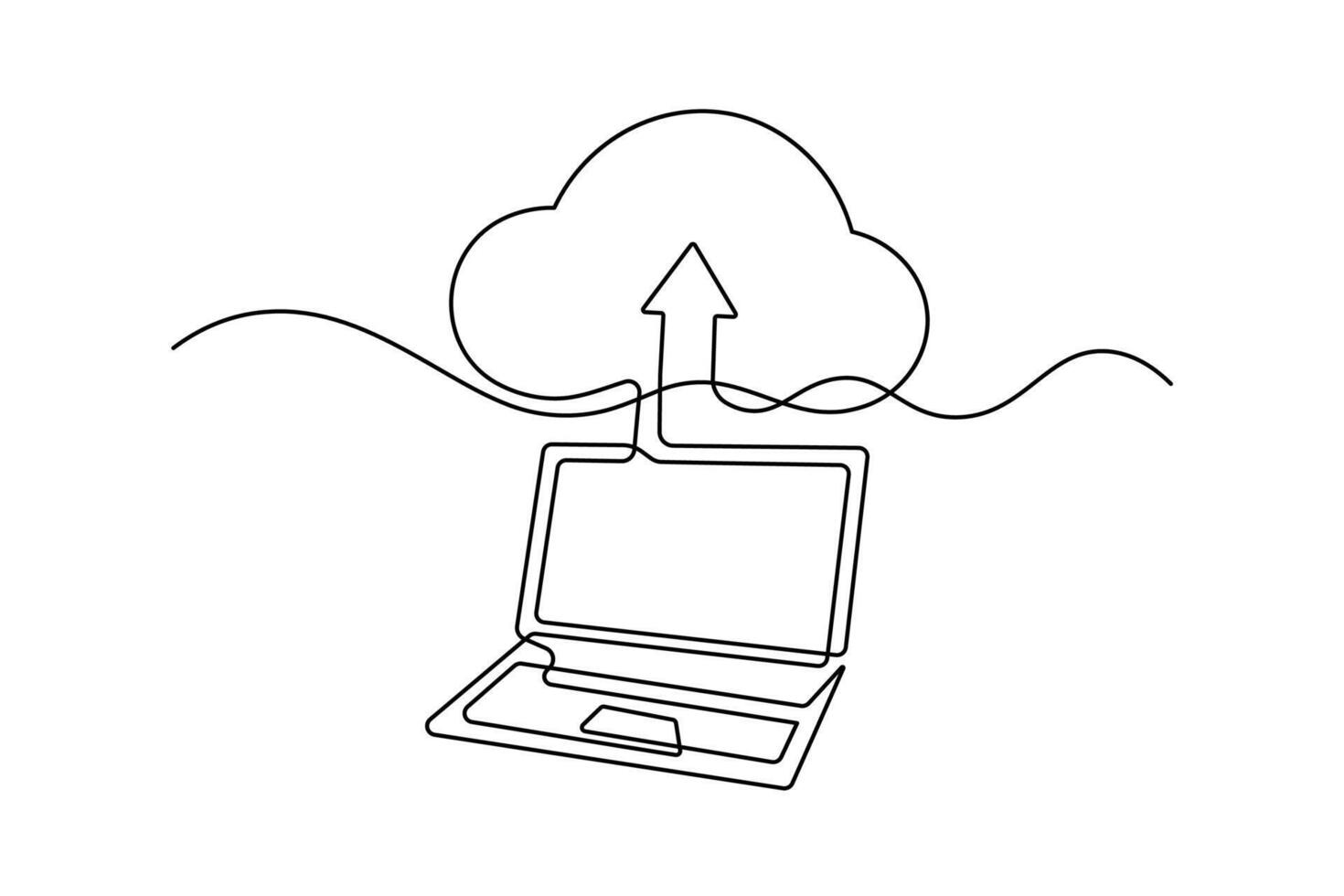 continuo línea dibujo de nube informática apoyo vector
