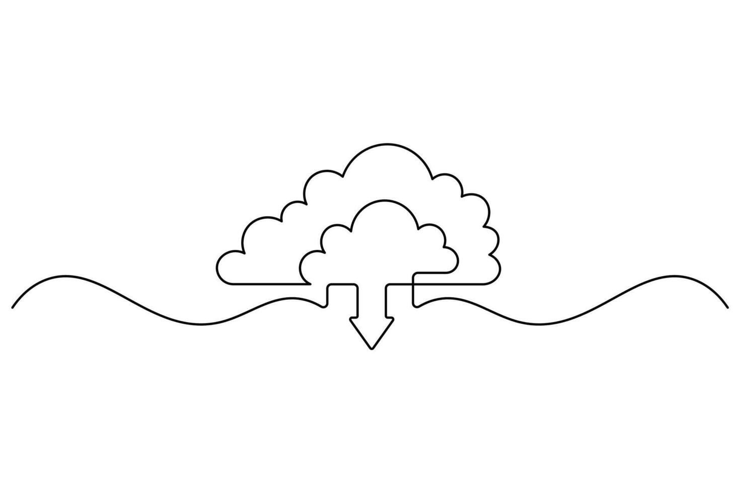 Cloud Backup Technology Continuous Single Line Illustration vector