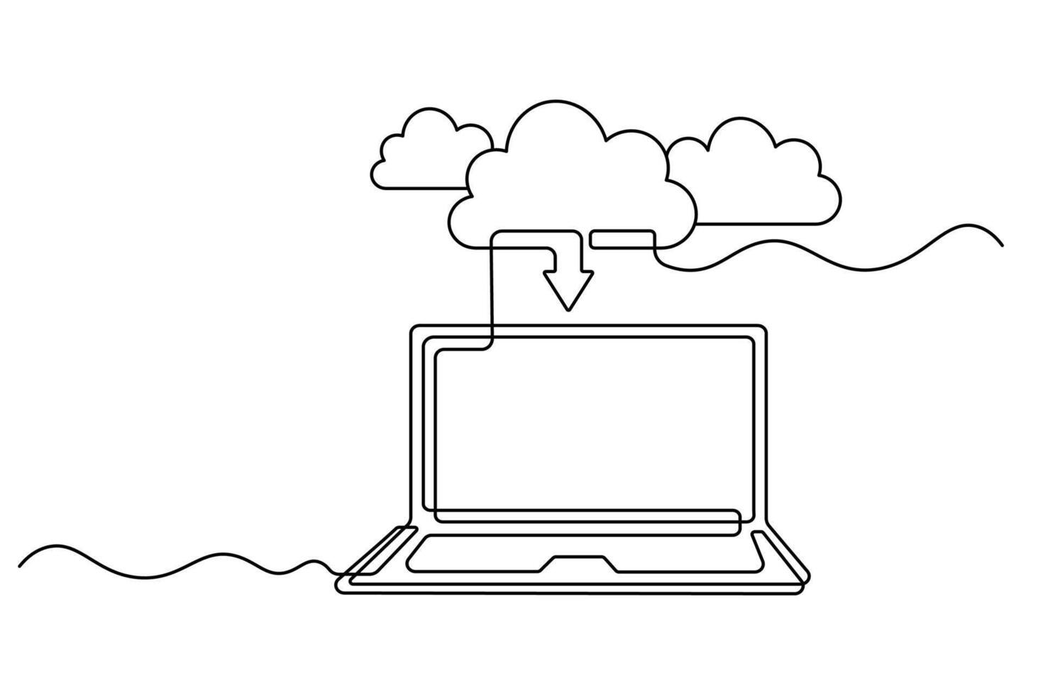 Continuous Line Drawing of Cloud Computing Illustration vector