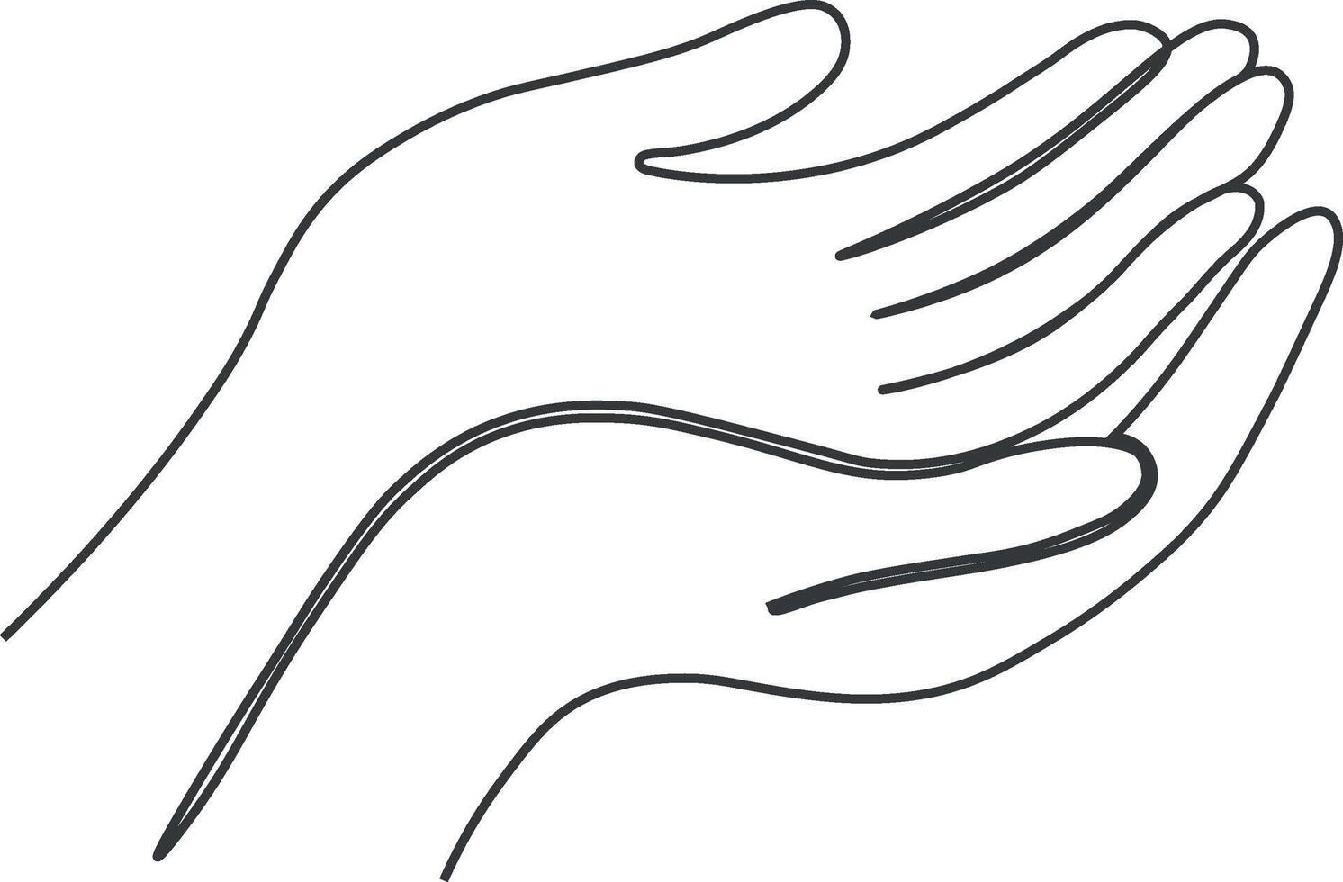 Minimalist continuous one line drawing of praying hands in a gesture of supplication and faith. vector