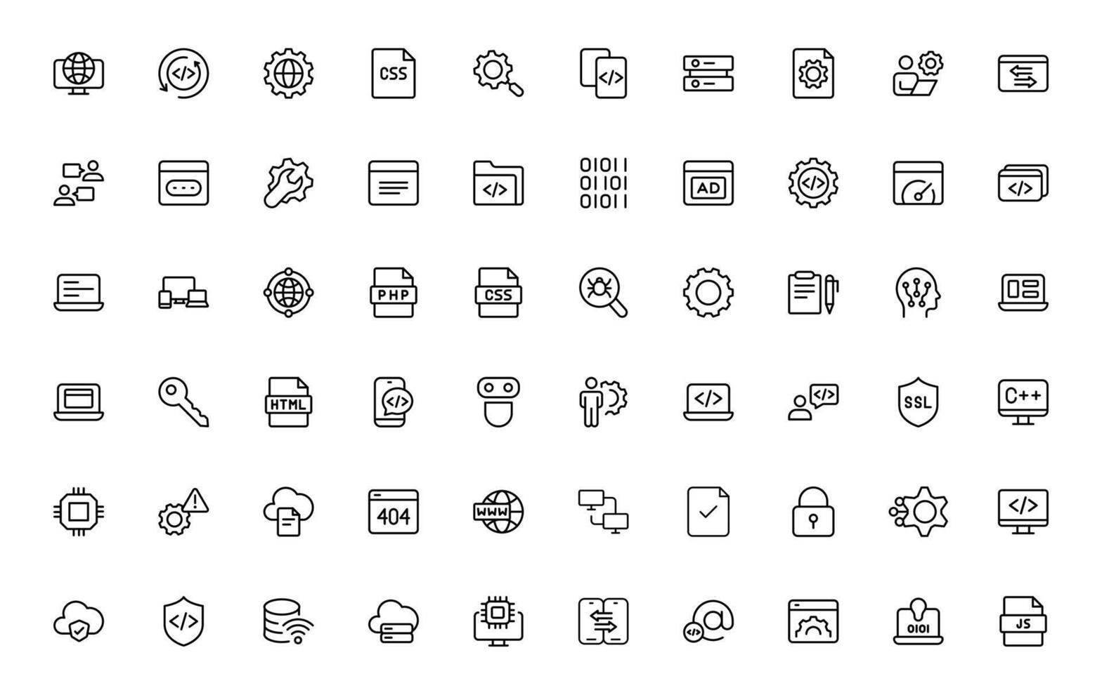 Coding and development icons collection vector
